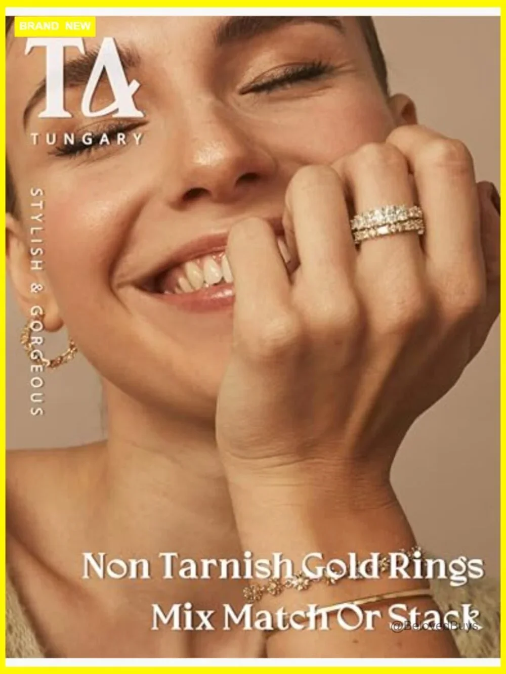 Dainty Stackable Rings for Women Non Tarnish Gold Plated Stacking Ring Set CZ